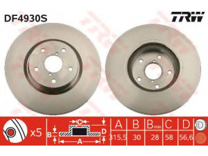 TRW DF4930S stabdžių diskas 
 Stabdžių sistema -> Diskinis stabdys -> Stabdžių diskas
26300XA00A