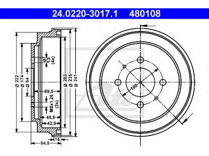 ATE 24.0220-3017.1 stabdžių būgnas 
 Stabdžių sistema -> Būgninis stabdys -> Stabdžių būgnas
MB58758, MB699291