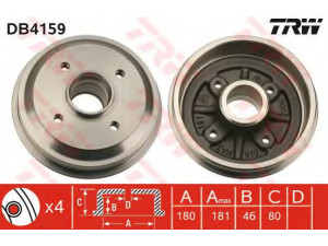 TRW DB4159 stabdžių būgnas 
 Stabdžių sistema -> Būgninis stabdys -> Stabdžių būgnas
424735, 424744, 95659622, 424735