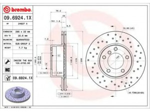 BREMBO 09.6924.1X stabdžių diskas 
 Dviratė transporto priemonės -> Stabdžių sistema -> Stabdžių diskai / priedai
34111163013, 34111163081, 34111164839