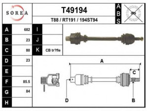 EAI T49194 kardaninis velenas 
 Ratų pavara -> Kardaninis velenas
7701349034, 7701394697, 7701498921