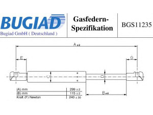 BUGIAD BGS11235 dujinė spyruoklė, gaubtas 
 Kėbulas -> Dujinės spyruoklės
Q0009223V005000000
