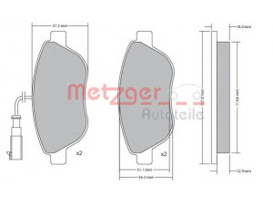 METZGER 1170504 stabdžių trinkelių rinkinys, diskinis stabdys 
 Techninės priežiūros dalys -> Papildomas remontas
77365468