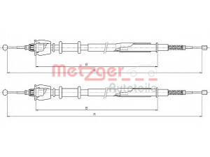 METZGER 10.5235 trosas, stovėjimo stabdys 
 Stabdžių sistema -> Valdymo svirtys/trosai
GVC902399, SPB000230