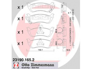 ZIMMERMANN 23190.165.2 stabdžių trinkelių rinkinys, diskinis stabdys 
 Techninės priežiūros dalys -> Papildomas remontas