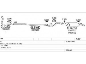MTS C280305006864 išmetimo sistema 
 Išmetimo sistema -> Išmetimo sistema, visa