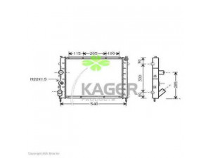 KAGER 31-0944 radiatorius, variklio aušinimas 
 Aušinimo sistema -> Radiatorius/alyvos aušintuvas -> Radiatorius/dalys
7700301171