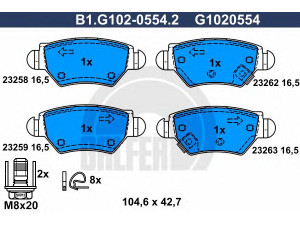 GALFER B1.G102-0554.2 stabdžių trinkelių rinkinys, diskinis stabdys 
 Techninės priežiūros dalys -> Papildomas remontas
16 05 025, 16 05 039, 16 05 093