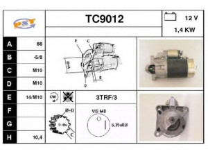 SNRA TC9012 starteris 
 Elektros įranga -> Starterio sistema -> Starteris
580236
