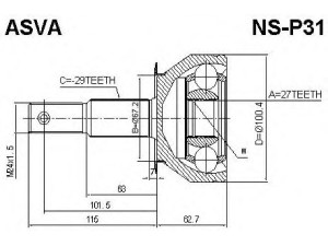 ASVA NS-P31 jungčių komplektas, kardaninis velenas 
 Ratų pavara -> Sujungimai/komplektas
39211-EB30A, C9211-EB30A