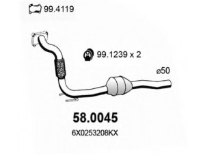 ASSO 58.0045 katalizatoriaus keitiklis 
 Išmetimo sistema -> Katalizatoriaus keitiklis
6X0253208KV, 6X0253208KX, 6X0253208KV