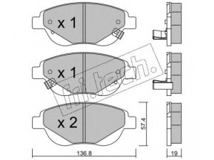 fri.tech. 964.1 stabdžių trinkelių rinkinys, diskinis stabdys 
 Techninės priežiūros dalys -> Papildomas remontas
77366481, 77366534