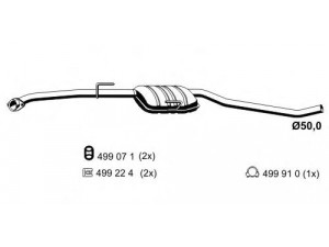 ERNST 024266 vidurinis duslintuvas 
 Išmetimo sistema -> Duslintuvas
58 52 835, 8 52 158, 90528006