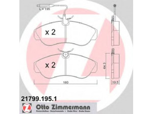 ZIMMERMANN 21799.195.1 stabdžių trinkelių rinkinys, diskinis stabdys 
 Techninės priežiūros dalys -> Papildomas remontas
77362209, 9945810, 425118, 425119