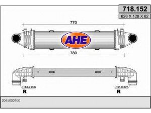 AHE 718.152 tarpinis suslėgto oro aušintuvas, kompresorius 
 Variklis -> Oro tiekimas -> Įkrovos agregatas (turbo/superįkrova) -> Tarpinis suslėgto oro aušintuvas
2045000100