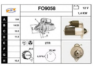 SNRA FO9058 starteris
E98F11000AA, E9SF11000AA, E9SF11000BA