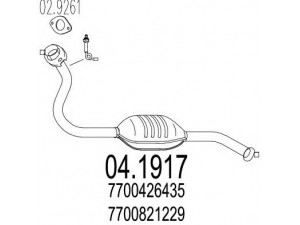 MTS 04.1917 katalizatoriaus keitiklis 
 Išmetimo sistema -> Katalizatoriaus keitiklis
7700426435, 7700821229, 7700834739
