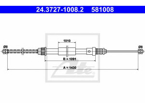 ATE 24.3727-1008.2 trosas, stovėjimo stabdys 
 Stabdžių sistema -> Valdymo svirtys/trosai
77 00 802 685