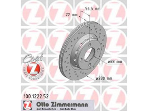 ZIMMERMANN 100.1222.52 stabdžių diskas 
 Stabdžių sistema -> Diskinis stabdys -> Stabdžių diskas
8A0 615 301 A, 8A0 615 301 E