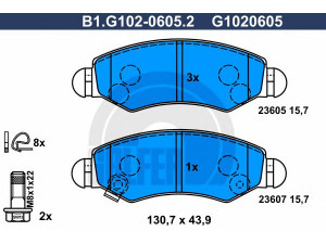 GALFER B1.G102-0605.2 stabdžių trinkelių rinkinys, diskinis stabdys 
 Techninės priežiūros dalys -> Papildomas remontas
16 05 976, 47 04 578, 47 06 748