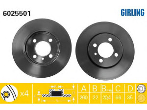 GIRLING 6025501 stabdžių diskas 
 Stabdžių sistema -> Diskinis stabdys -> Stabdžių diskas
34111154749, 34111154750, 34111160847