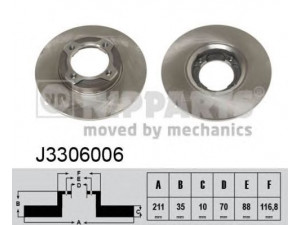NIPPARTS J3306006 stabdžių diskas 
 Stabdžių sistema -> Diskinis stabdys -> Stabdžių diskas
43512-87216, 43512-87218, 43512-87221