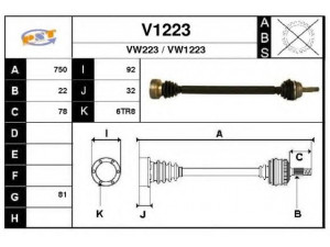 SNRA V1223 kardaninis velenas