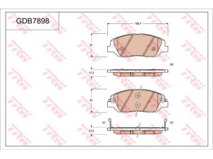 TRW GDB7898 stabdžių trinkelių rinkinys, diskinis stabdys 
 Techninės priežiūros dalys -> Papildomas remontas
581012WA00