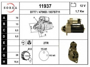EAI 11937 starteris 
 Elektros įranga -> Starterio sistema -> Starteris
0051511601
