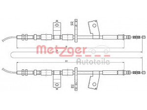 METZGER 17.3513 trosas, stovėjimo stabdys 
 Stabdžių sistema -> Valdymo svirtys/trosai
96666925