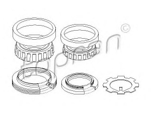 TOPRAN 300 205 rato guolio komplektas 
 Ašies montavimas/vairavimo mechanizmas/ratai -> Rato stebulė/montavimas -> Rato guolis
5 015 650, 86VX1A049CA, EUB519