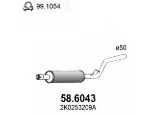 ASSO 58.6043 vidurinis duslintuvas 
 Išmetimo sistema -> Duslintuvas
2K0253209A, 2K0253209N