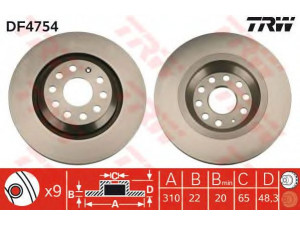 TRW DF4754 stabdžių diskas 
 Dviratė transporto priemonės -> Stabdžių sistema -> Stabdžių diskai / priedai
1K0615601N, 1K0615601N, 1K0615601N
