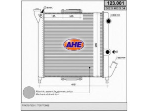 AHE 123.001 radiatorius, variklio aušinimas 
 Aušinimo sistema -> Radiatorius/alyvos aušintuvas -> Radiatorius/dalys
7700757930
