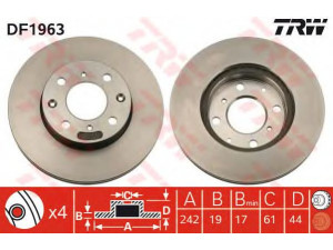TRW DF1963 stabdžių diskas 
 Dviratė transporto priemonės -> Stabdžių sistema -> Stabdžių diskai / priedai
45251SB2780, 45251SB2781, 45251SB2782