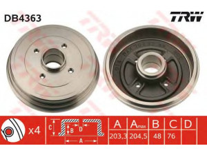 TRW DB4363 stabdžių būgnas 
 Stabdžių sistema -> Būgninis stabdys -> Stabdžių būgnas
8200276843