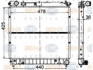 HELLA 8MK 376 716-431 radiatorius, variklio aušinimas 
 Aušinimo sistema -> Radiatorius/alyvos aušintuvas -> Radiatorius/dalys
17700-86CB0