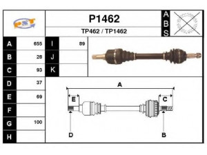 SNRA P1462 kardaninis velenas 
 Ratų pavara -> Kardaninis velenas
3272GL, 9644292880