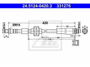 ATE 24.5124-0420.3 stabdžių žarnelė 
 Stabdžių sistema -> Stabdžių žarnelės
1302600, 1306240, 1309224, 1321454