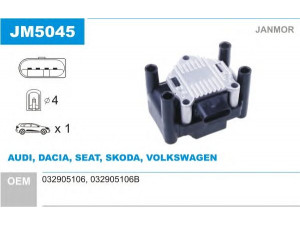 JANMOR JM5045 ritė, uždegimas 
 Kibirkšties / kaitinamasis uždegimas -> Uždegimo ritė
032905106, 032905106B