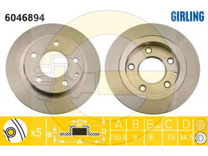 GIRLING 6046894 stabdžių diskas 
 Stabdžių sistema -> Diskinis stabdys -> Stabdžių diskas
B01C26251, B01C26251A, B01C26251B