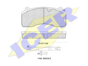ICER 151977-066 stabdžių trinkelių rinkinys, diskinis stabdys 
 Techninės priežiūros dalys -> Papildomas remontas
93327, 2 078 078 8, 2 084 490 3