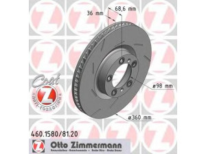 ZIMMERMANN 460.1581.20 stabdžių diskas 
 Stabdžių sistema -> Diskinis stabdys -> Stabdžių diskas
970 351 404 00, 970 351 404 01