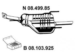 EBERSPÄCHER 08.499.85 galinis duslintuvas 
 Išmetimo sistema -> Duslintuvas
58 52 053, 58 52 103, 58 52 106