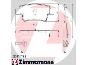 ZIMMERMANN 25357.175.2 stabdžių trinkelių rinkinys, diskinis stabdys 
 Techninės priežiūros dalys -> Papildomas remontas
77365464, 77365886