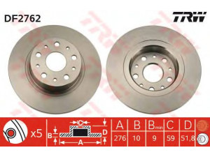 TRW DF2762 stabdžių diskas 
 Stabdžių sistema -> Diskinis stabdys -> Stabdžių diskas
60814646, 60874646, 82488240, 0000060814646