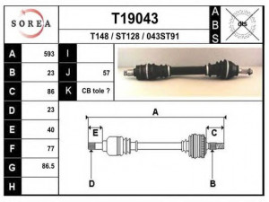 EAI T19043 kardaninis velenas
1852837R, 327343