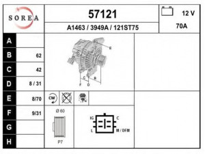 EAI 57121 kintamosios srovės generatorius 
 Elektros įranga -> Kint. sr. generatorius/dalys -> Kintamosios srovės generatorius
31100PNC004, 31100PND004, 31100RJJ004