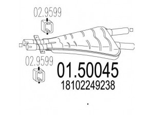 MTS 01.50045 vidurinis duslintuvas 
 Išmetimo sistema -> Duslintuvas
18102249238