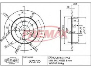 FREMAX BD-2726 stabdžių diskas 
 Stabdžių sistema -> Diskinis stabdys -> Stabdžių diskas
42510 S87 A00